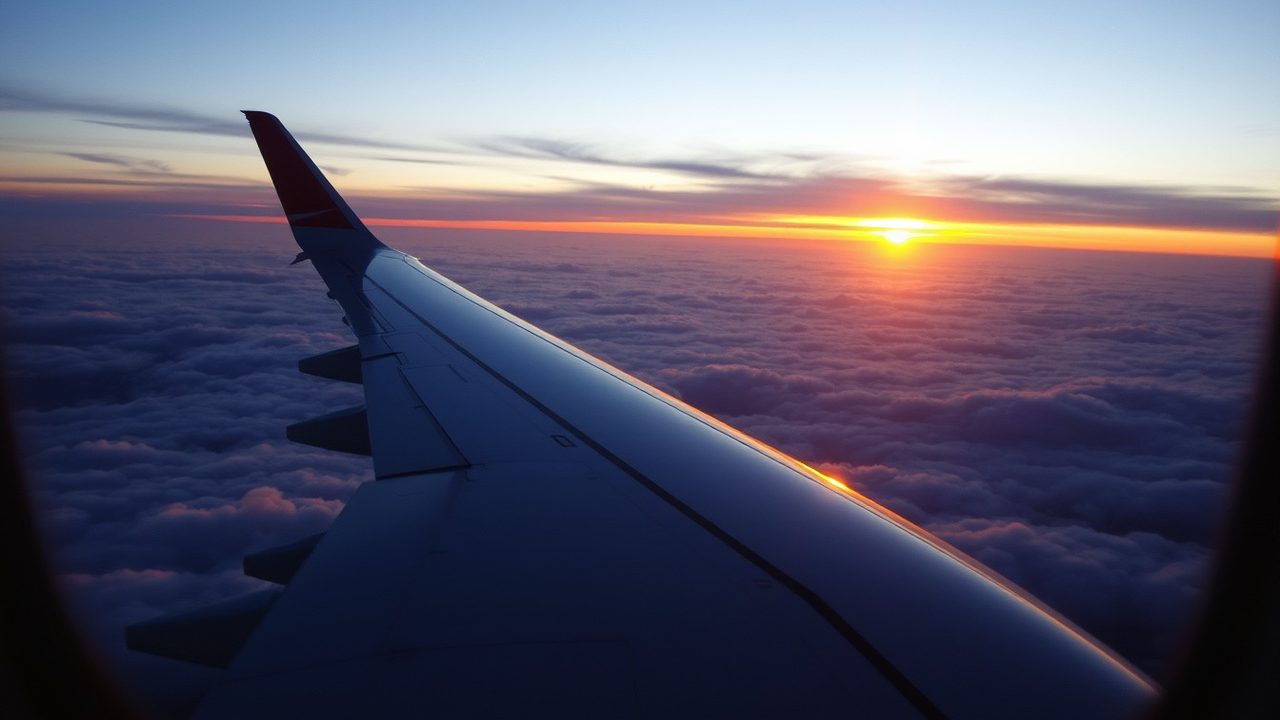 Aircraft wing above the clouds at sunrise illustrating the 183-day rule for UK, US and UAE tax residence