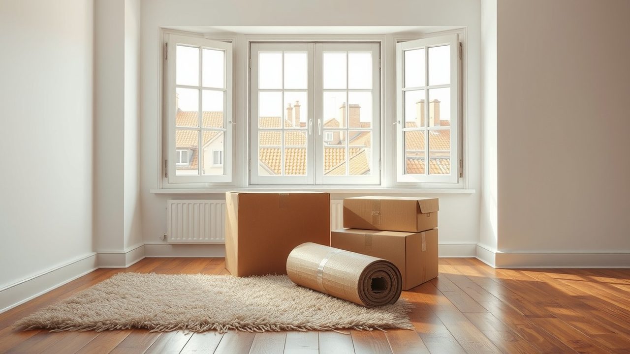 Moving boxes in a new London flat for a Form 2350 extension in the first year abroad