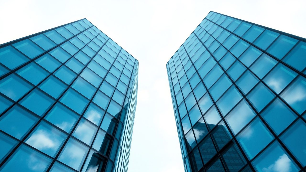 Two glass office towers seen from below illustrating US ETFs and UK reporting fund status