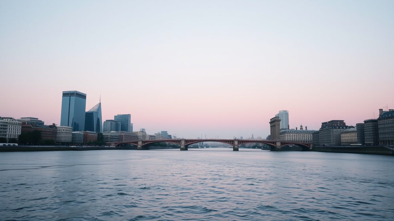 City of London skyline over the Thames at dawn illustrating US-UK tax treaty dividend withholding