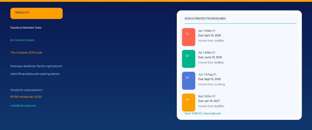 quarterly estimated taxes content creators
