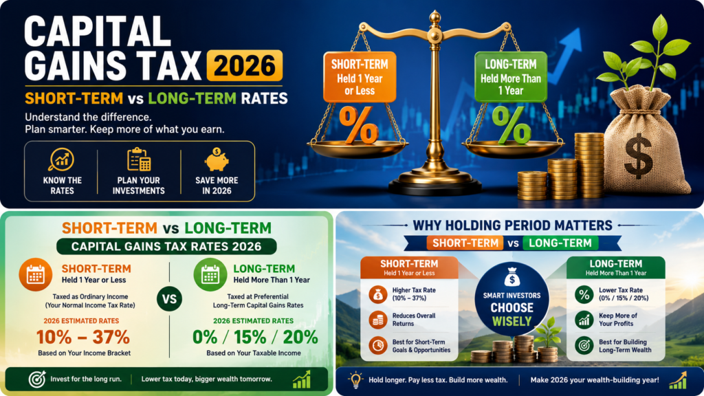 capital gains tax 2026 short-term long-term