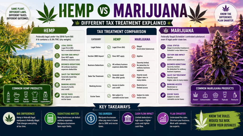 hemp vs marijuana tax treatment difference
