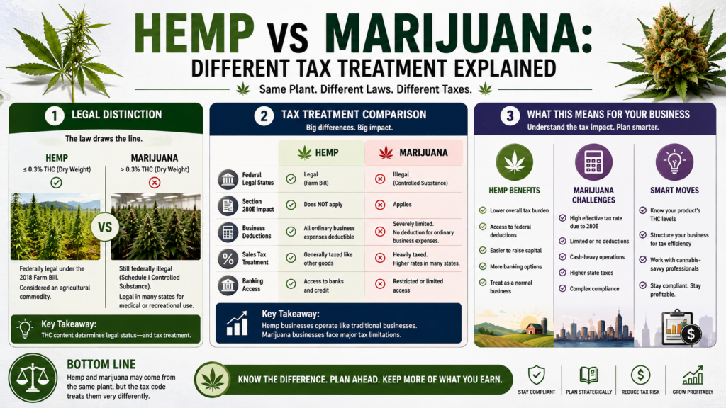 hemp vs marijuana tax treatment difference