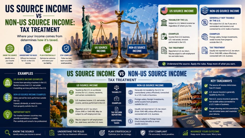 US source income vs non-US source tax treatment