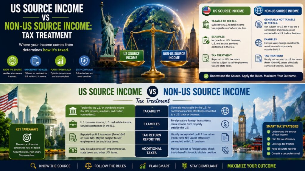 US source income vs non-US source tax treatment
