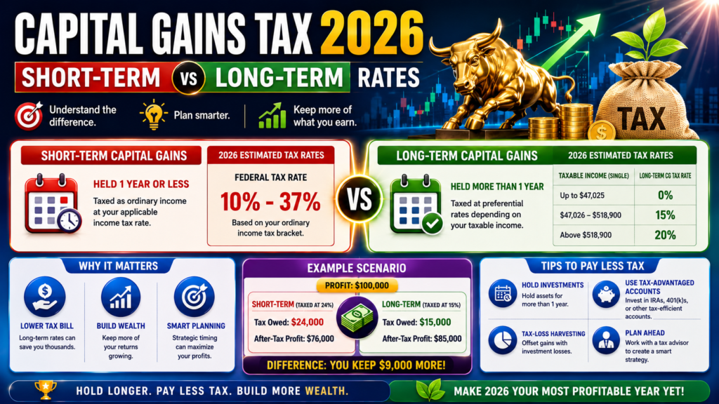 capital gains tax 2026 short-term long-term