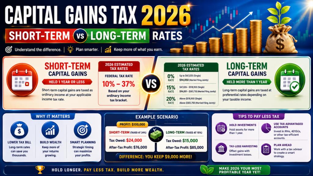 capital gains tax 2026 short-term long-term