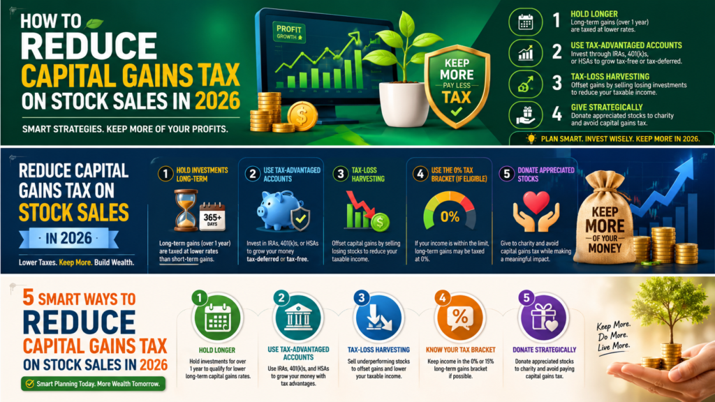 reduce capital gains tax stock sales 2026